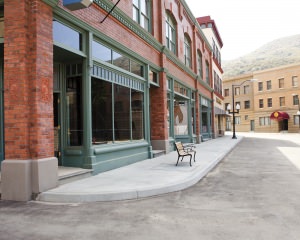block-view-sidewalk-bench